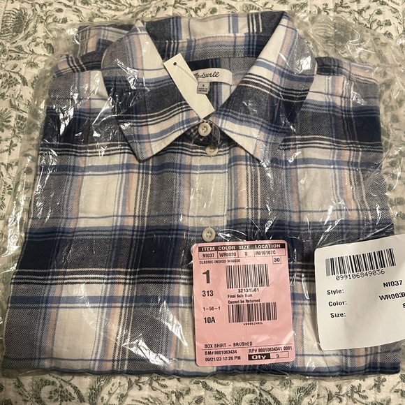 NWT Madewell Flannel Long-Sleeve Shirt in Herringbone - S (other sizes for sale) - Picture 3 of 3